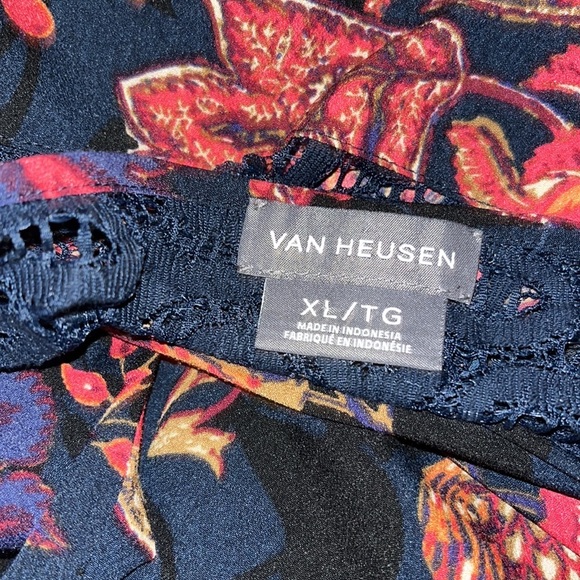 Van Heusen Blue/Orange Floral Top~Blouse~BohoVibes - Picture 8 of 9